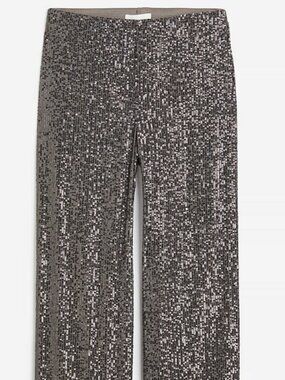 H&M high waist grey sequined trousers